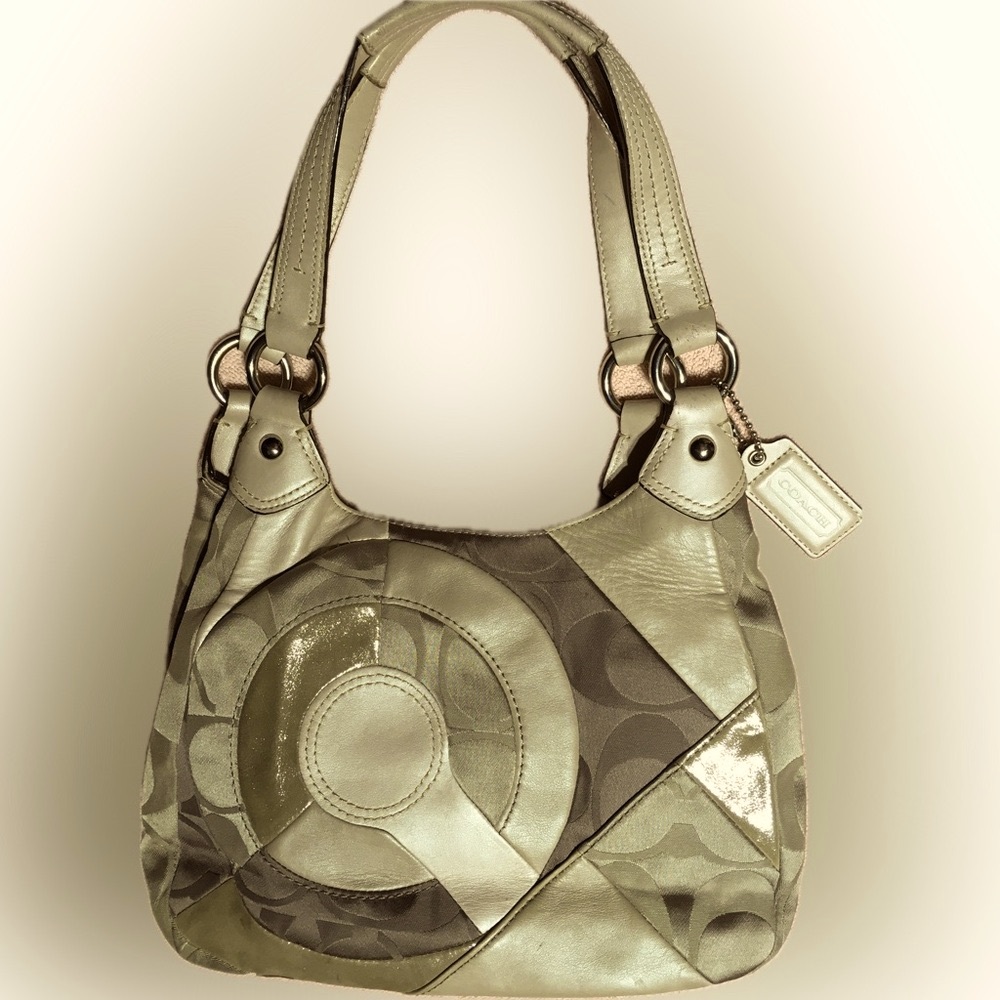 Coach Limited Edition Inlaid Patchwork Signature Hobo Shoulder Handbag